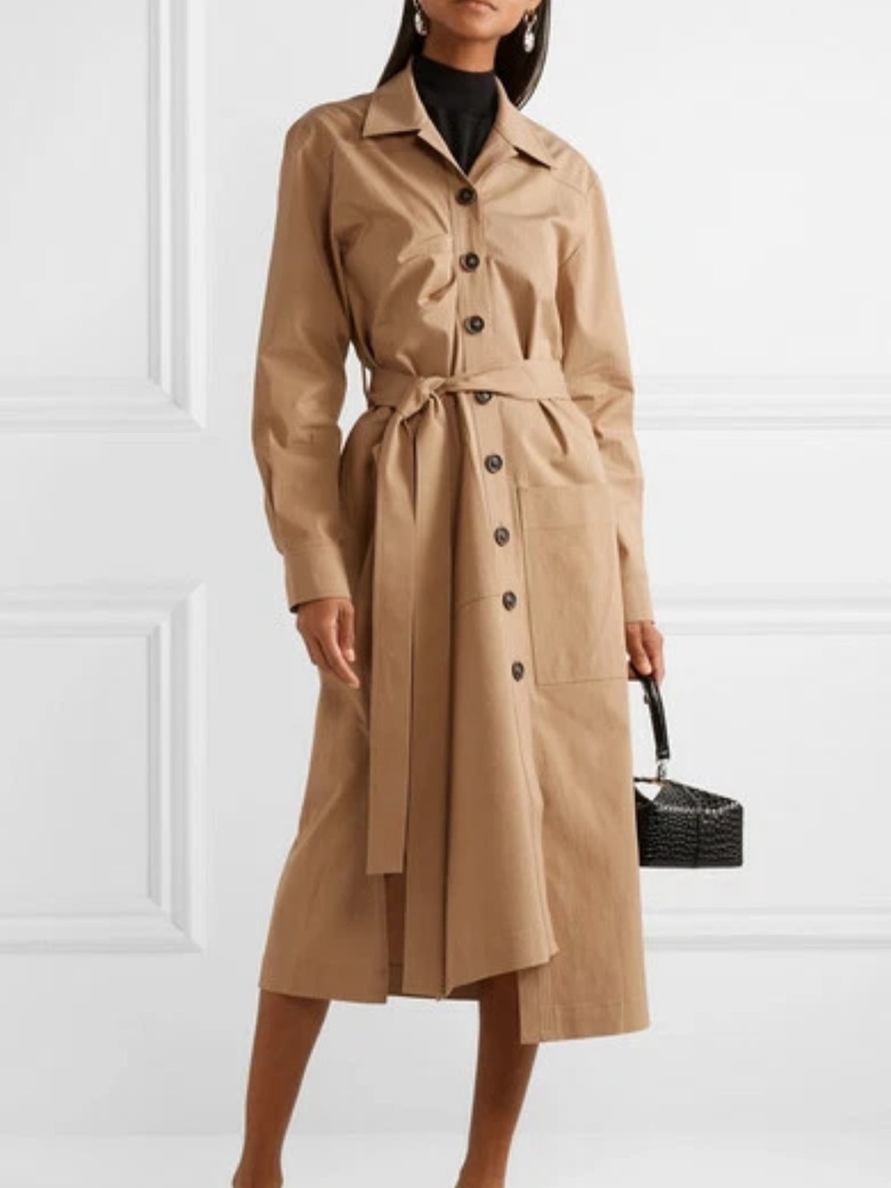 REJINA PYO Sand Gaberdine
Cotton Trench Coat Belted Button
Shirt Dress L 12/14